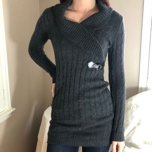 NWOT Deifik Gray Gunmetal Chic Cowl Sweater